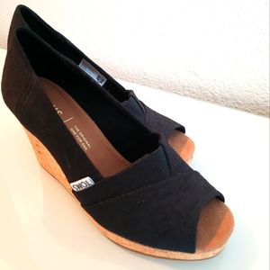 Brand New TOMS Michelle cute peep toe cork wedge.